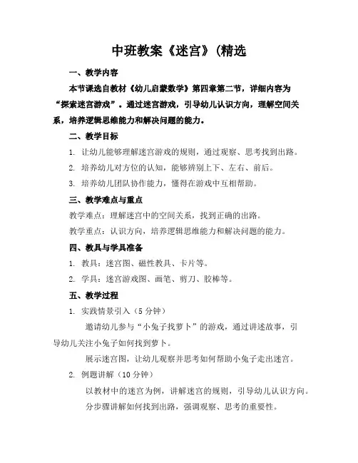 中班教案《迷宫》(精选