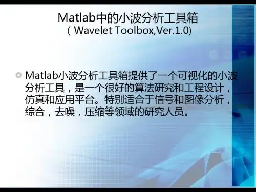Matlab中的小波分析工具箱 2