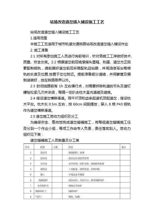 站场改造道岔插入铺设施工工艺