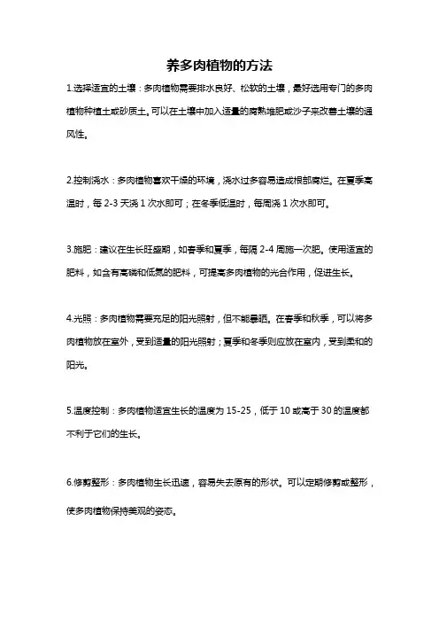 养多肉植物的方法