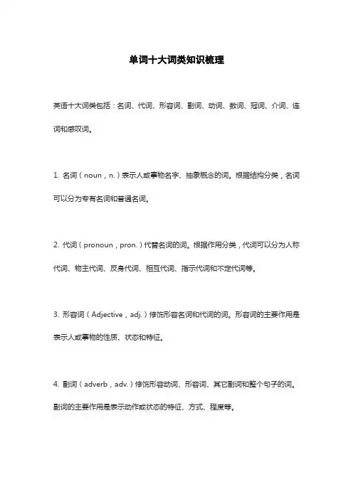 单词十大词类知识梳理
