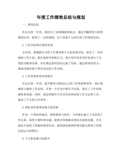 年度工作绩效总结与规划