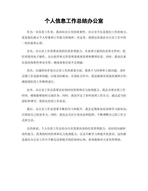 个人信息工作总结办公室