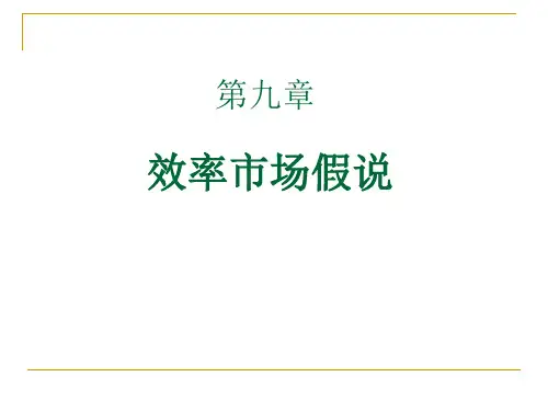 第九章  有效市场理论