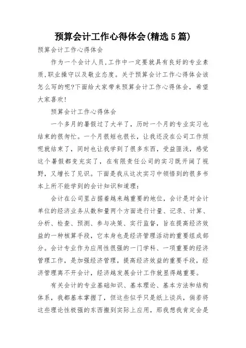 预算会计工作心得体会(精选5篇)