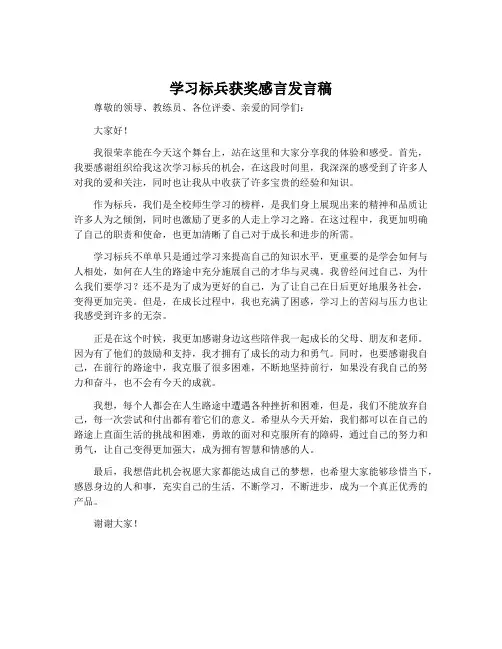 学习标兵获奖感言发言稿