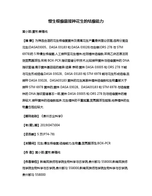 慢生根瘤菌接种花生的结瘤能力