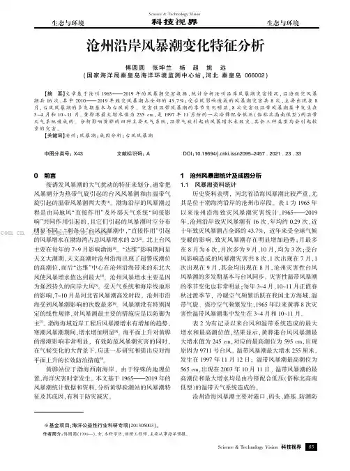 沧州沿岸风暴潮变化特征分析