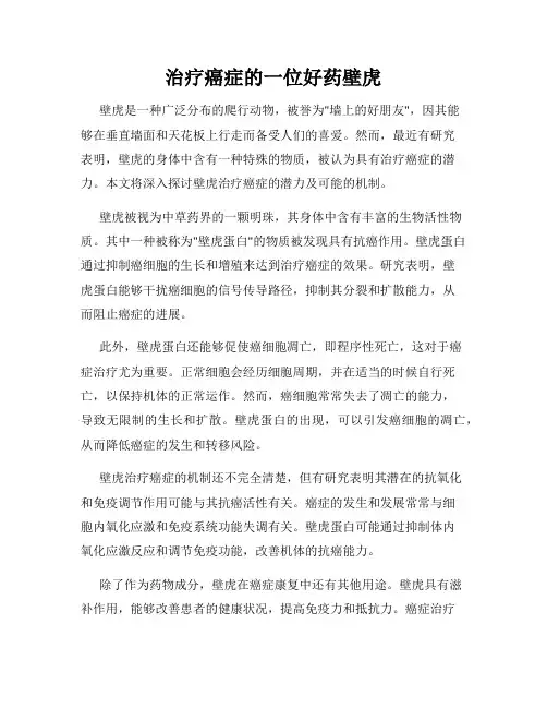 治疗癌症的一位好药壁虎