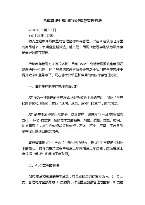仓库管理中常用的五种库存管理方法