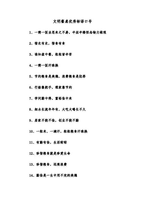 文明餐桌优秀标语口号(四篇)