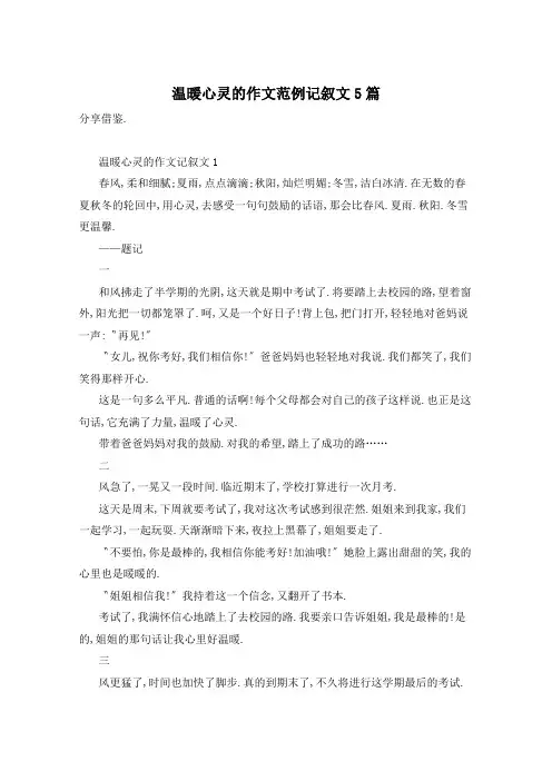 温暖心灵的作文范例记叙文5篇
