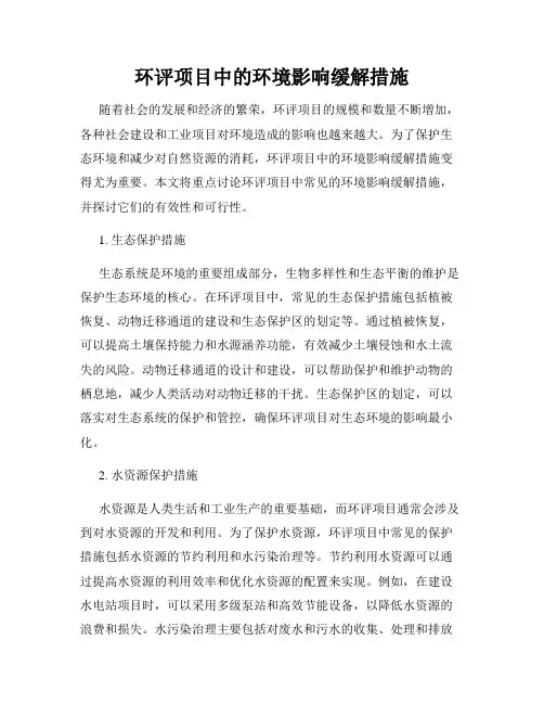 环评项目中的环境影响缓解措施