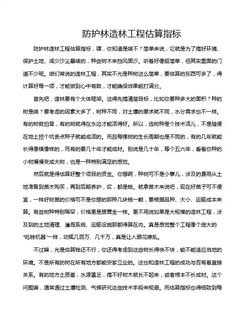 防护林造林工程估算指标