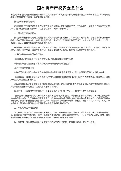 国有资产产权界定是什么