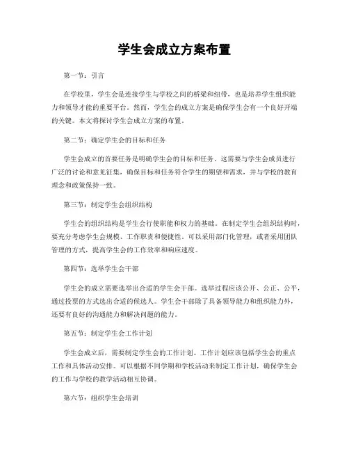 学生会成立方案布置