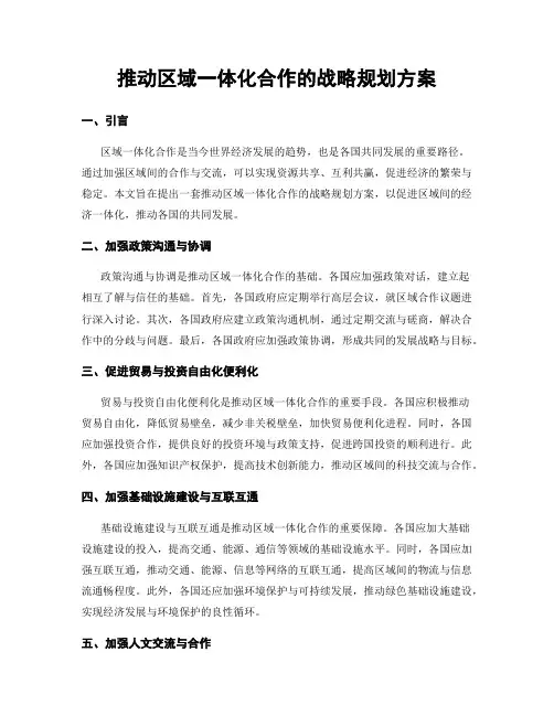 推动区域一体化合作的战略规划方案