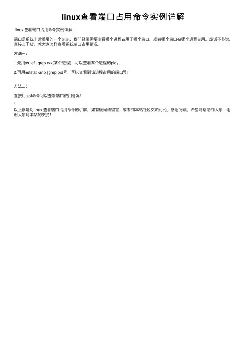 linux查看端口占用命令实例详解
