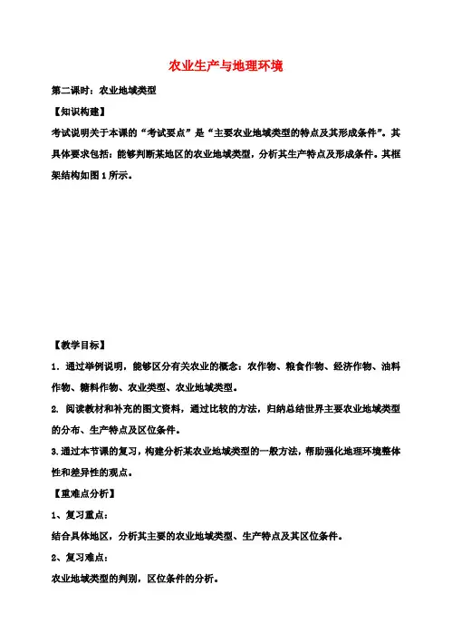 高考地理一轮复习农业生产与地理环境(第2课时)教案