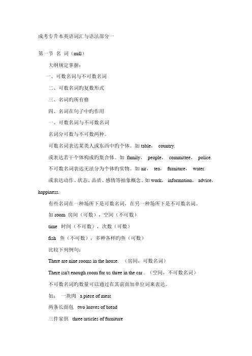 2023年成考专升本英语词汇与语法部分一
