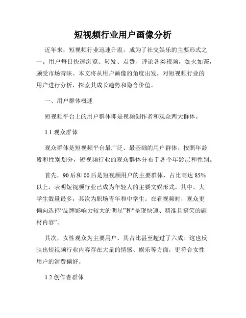 短视频行业用户画像分析