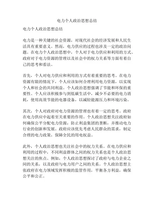 电力个人政治思想总结