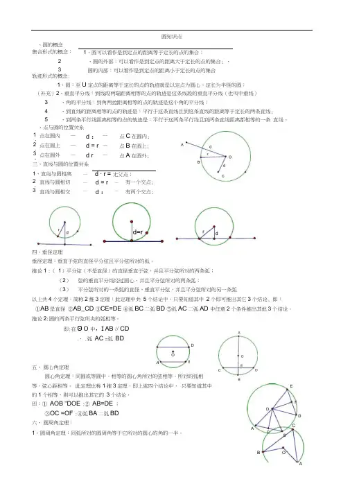 初三数学九上圆所有知识点总结和常考题型练习题
