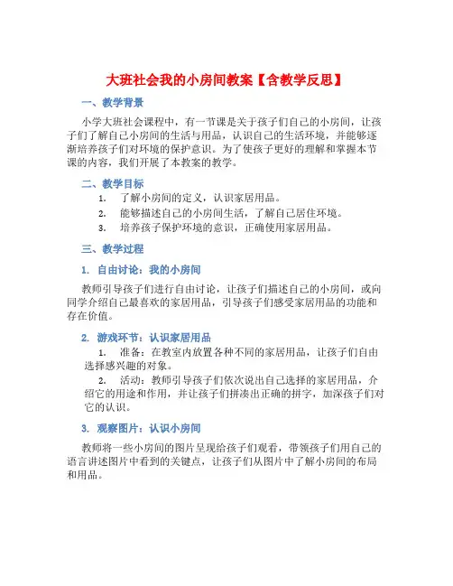 大班社会我的小房间教案【含教学反思】