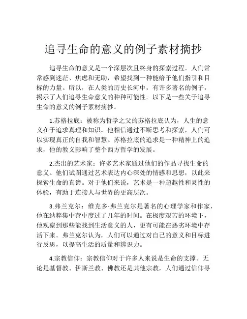 追寻生命的意义的例子素材摘抄