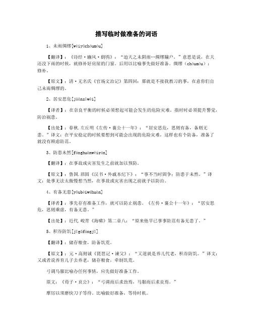 描写临时做准备的词语
