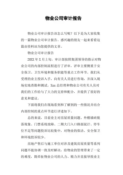 物业公司审计报告