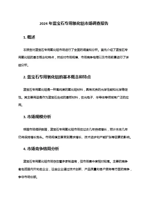 2024年蓝宝石专用氧化铝市场调查报告