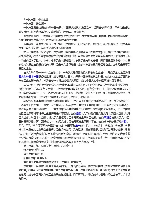 17家自主车企的前世今生(转载)
