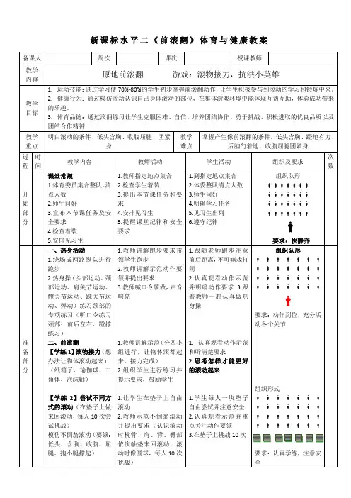 17水平二技巧《前滚翻1》教案