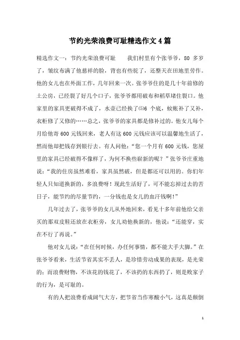 节约光荣浪费可耻精选作文4篇