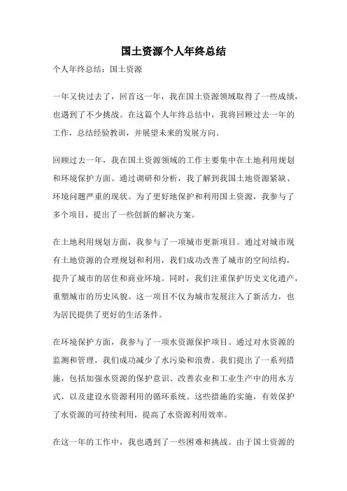 国土资源个人年终总结