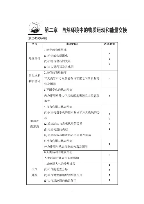 2018年浙江高考一轮 第2章 自然环境中的物质运动和能量交换
