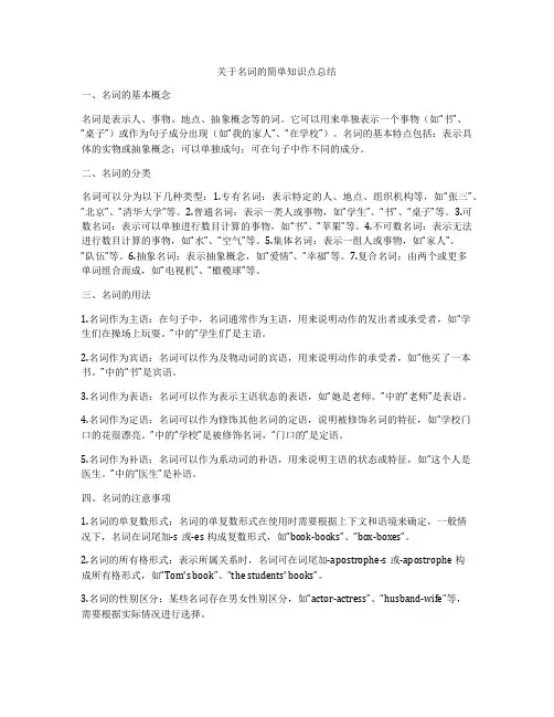 关于名词的简单知识点总结