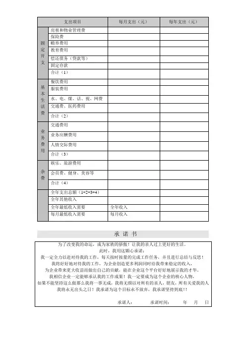 个人年度开支表