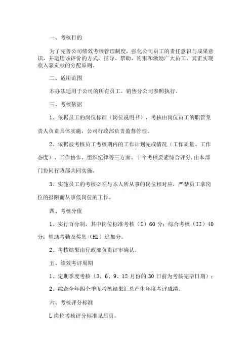 员工个人绩效考核管理办法