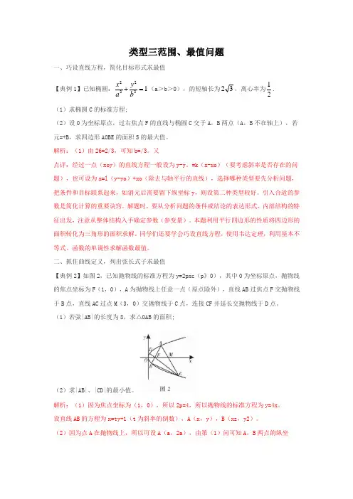 2022年高考数学基础题型+重难题型突破类型三范围、最值问题(解析版)