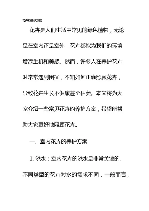 花卉的养护方案