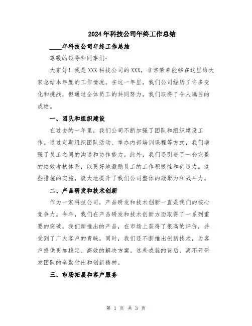 2024年科技公司年终工作总结