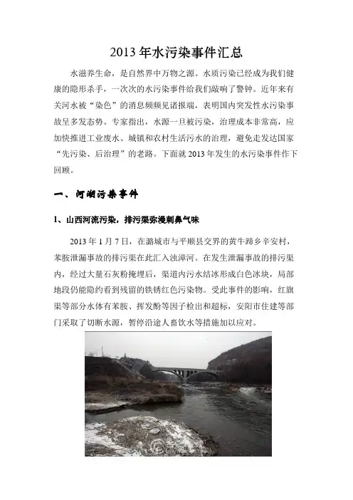 2013年水污染事件汇总