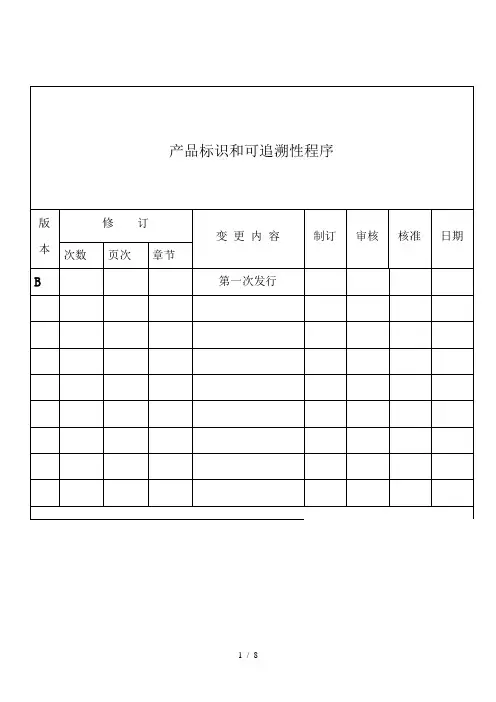 产品标识可追溯程序(表格模板、DOC格式)