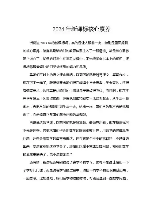 2024年新课标核心素养