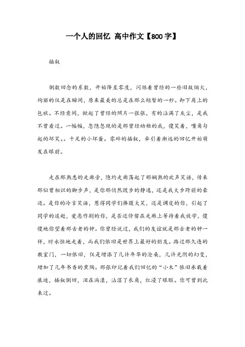 一个人的回忆 高中作文【800字】