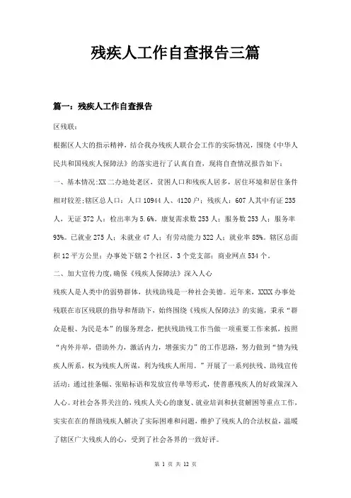 残疾人工作自查报告三篇