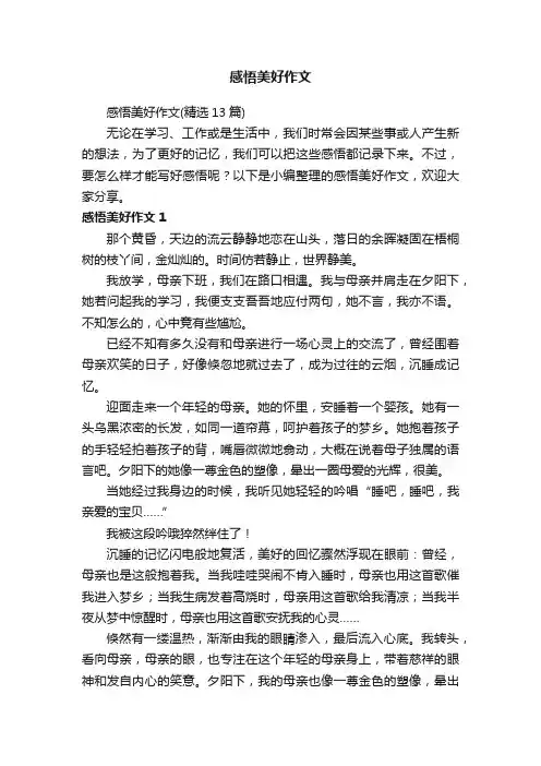 感悟美好作文（精选13篇）