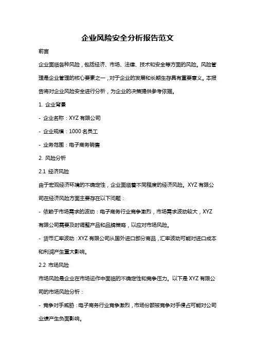 企业风险安全分析报告范文
